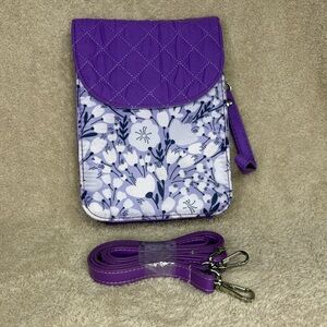 Quilted Purple Floral Crossbody Bag; Willabee & Ward Collections – Danbury Mint